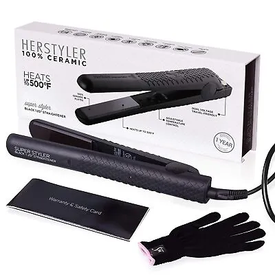 Herstyler Superstyler 1 Inch Ceramic Hair Straightener Dual Voltage Flat Iron • $27.99