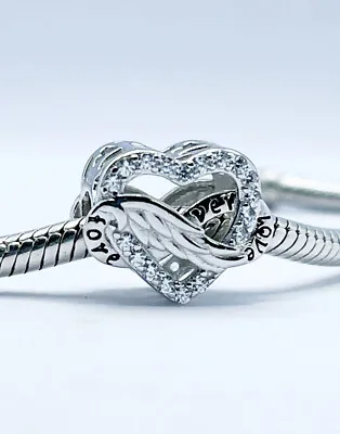 £18.95 • Buy 💖 Forever Love Charm Bead Infinity Heart Wings Genuine 925 Sterling Silver 💖