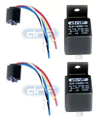$9.99 • Buy 12V 30 40A SPDT Bosch Style Automotive Relays & 5 Wire Socket Harness (2/Pack)