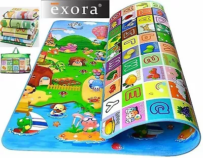 2 Side Kids Crawling Educational Game Play Mat Soft Foam Picnic Carpet 200x180cm • £9.30