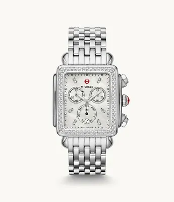 Michele Deco XL Stainless Steel Diamond Bezel Watch - MWW06Z000035 • $2895