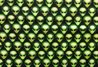 RPRK227d Area 51 Alien Outer Space Roswell UFO Small Scale Cotton Quilt Fabric • $3.97