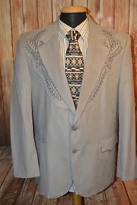 Circle S Men's Western Polyester Gray 2 Front Button Sports Coat Sz 44R • $85