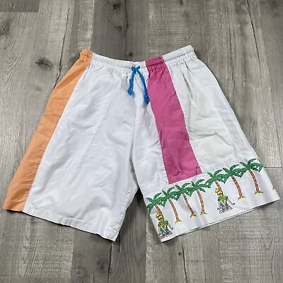 Vtg Rare Surf Beach Drawstring Shorts Crew Hawaii Palm Trees Size Medium M • $29.99