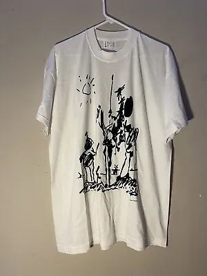 $125 • Buy VTG Pablo Picasso Don Quixote Art Shirt Mens  Large White 2001 Euro Print 1990