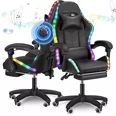 Gaming Chair With Bluetooth Speaker High Back Office Chair With RGB LED Light • $121.99