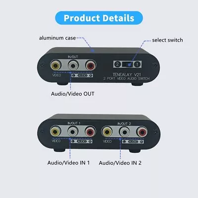 2 In 1 Out AV Switch RCA Switcher Composite Video Stereo A/B Audio Selector Box • $18.99