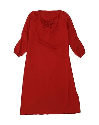 VINTAGE Womens Long Sleeve Maxi Dress UK 10 Small Red Polyester YB41 • $14.88