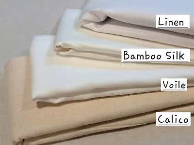 Organic Cotton Fabric 4 X 1/2mt Natural Bundle Linen Silk Voile Calico • £22