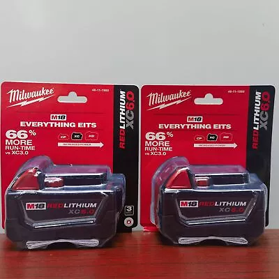 New Genuine 18V Milwaukee 48-11-1860 6.0 AH Batteries M18 XC18 48-11-1860 2PCS • $99