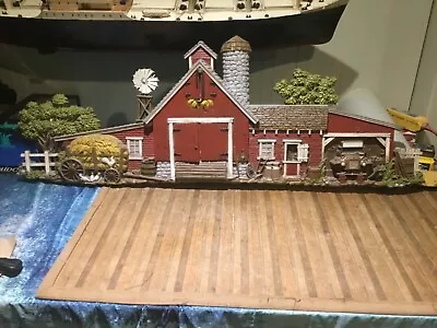 Vtg 1974 Burwood Products 587 Farm Barn  Windmill Plastic Wall Hanging 46x17in. • $45