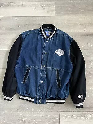 Vintage Starter LA Kings NHL Hockey Denim Jacket Size M Medium RARE • $485