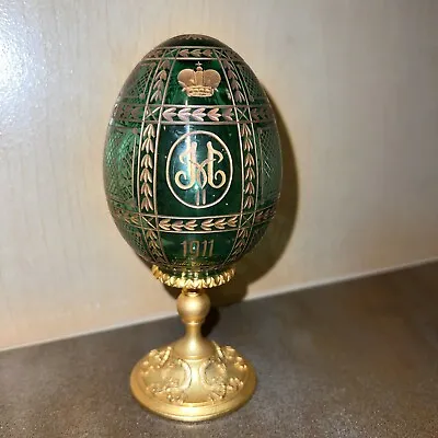 Faberge Crystal Egg 1911 Engraved Hand Carved Rare Item Imperial Crown • $14585.35