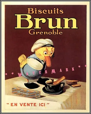 Biscuits Brun 1935 Vintage Poster Art Print Retro French Advertisement Decor • $19.40