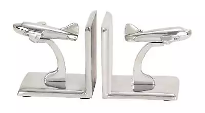 5  Airplane Silver Aluminum Bookends (Set Of 2) • $25.01