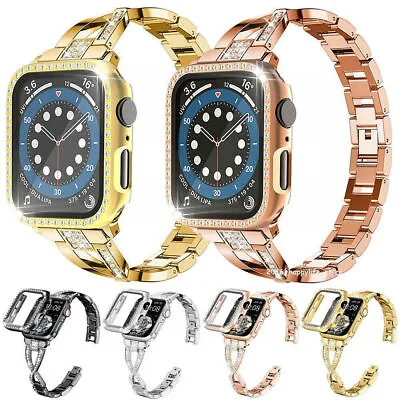 $19.99 • Buy For Apple Watch Series 8 7 6 5 4 3 2 49 SE Bling Diamond IWatch Band Strap Case