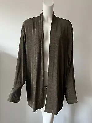 Vikki Vi Dark Green Open Front Long Sleeve Acetate Knit Cardigan Jacket  3X • $34.99