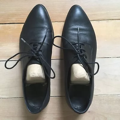 Beautiful COS Womens Black Leather Lace Up Shoes Size EU38 UK5 – VGC • £35