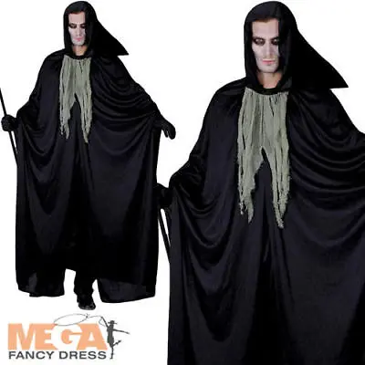 Dark Grim Reaper Mens Fancy Dress Halloween Horror Creepy Adults Costume Outfit  • £15.99