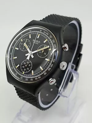 VINTAGE 1989 Swatch Chrono SCB100  Black Friday  37mm Swiss Made Watch NOS • $149.99