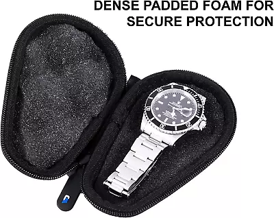 Travel Watch Case Single Watch Box Zipper Gift For Men Ballistic Shockcase Black • $17.83