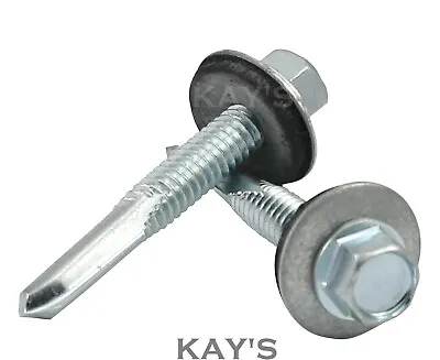 Self Drilling Tek Screws With Sealing Washers Zinc Plated For Heavy Thick Metal  • £9.65