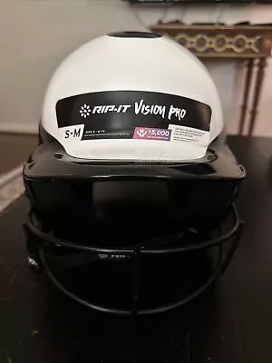 Rip-It Vision Pro Softball Batting Helmet Black/White Size S/M 6-6 7/8 • $29