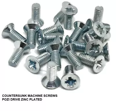 M2.5 Metric Countersunk Machine Screws Flat Head Pozi Drive Zinc Plated • £3.13