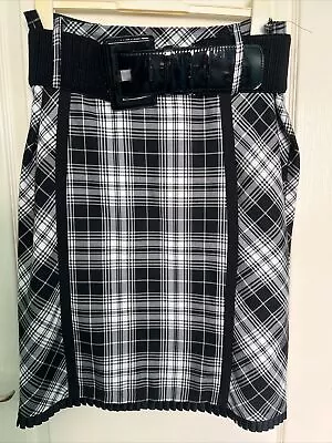 Star By Julien Macdonald Size 16 Black & White Check Pencil Skirt Used • £15