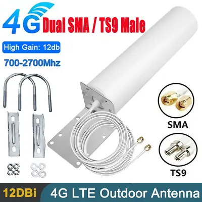Dual SMA TS9 Male 3G 4G LTE Signal Booster Antenna Outdoor Fixed Wall Mount • $27.50
