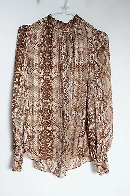 £3.49 • Buy H&M Womens Chiffon Snakeskin Patterned Blouse - Brown - Size 8 (x-r1)