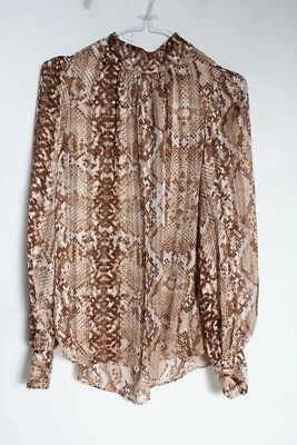 £3.49 • Buy H&M Womens Chiffon Snakeskin Patterned Blouse - Brown - Size 8 (x-r1)