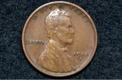 1918-S Lincoln Cent ** XF+/AU ** NICE BROWN * Sharp Strike * FREE SHIPPING • $17.74