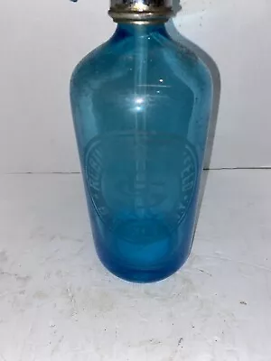 Vintage Blue Czech Siphon Seltzer Bottle Rubin & Shanfeld Brooklyn NY • $49.95