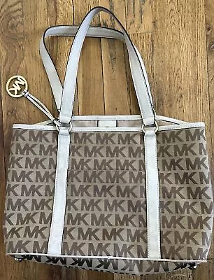 Michael Kors Signature Jet Set Tote Brown Large Monogram Bag • $39.99