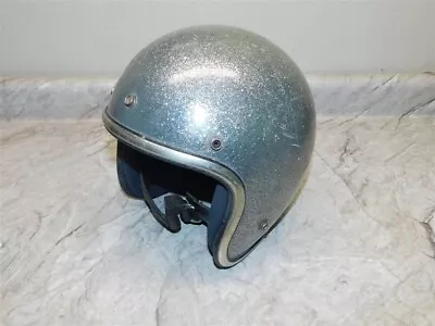 Vintage Silver Metalflake Arthur Fulmer Open Face Snowmobile/Motorcycle Helmet • $65