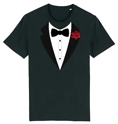 Adult Kids TUXEDO Tux TShirt Funny Matching Fancy Dress Rose James Bond Funny • £9.99