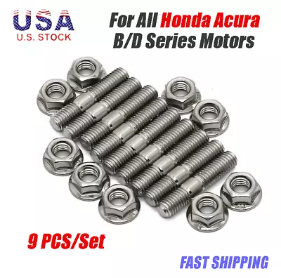 9 PCS Exhaust Manifold Studs Kit Set For All Honda Acura B/D Series Motors USA • $11.99