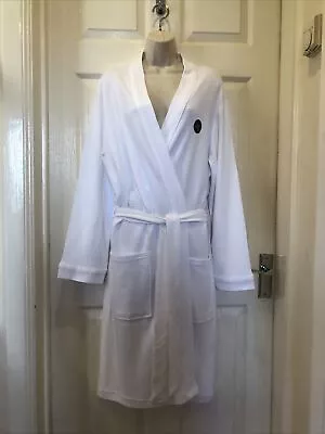 'm&s' White Pure Cotton Waffle Dressing Gown Size 12-14 Bnwt • £10