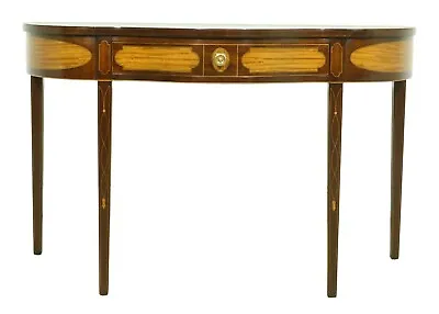L52585EC: KINDEL Winterthur Highly Inlaid Mahogany 1 Drawer Console Table • $2695