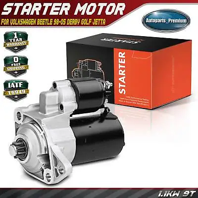 $63.99 • Buy Starter Motor For Volkswagen Beetle 98-05 Derby Golf Jetta 1.1kW/12 Volt CCW 9T