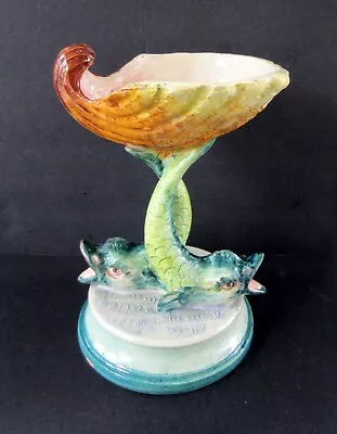 Vintage Italian Pottery/Majolica Footed Shell & Dolphin/Fish Compote Signed 8  • $74.95