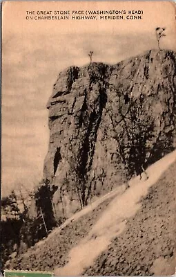 The Great Stone Face Chamberlain Highway Meriden CT Postcard 1940 Postmark  • $9.95