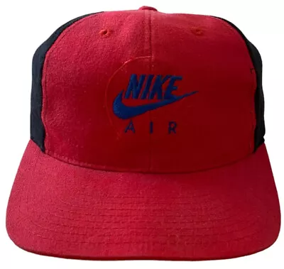 Vintage 90s Nike Air Cap Nike Spell Out Snapback Logo Black/Red • $95