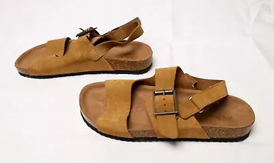 ZARA Unisex Kid's Leather Hook & Loop Slingback Sandals CB7 Brown Size US:6 • $11.25