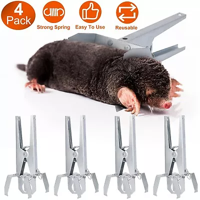 4 Packs Reusable Mole Traps W/ Scissor Jaw Mole Clip Repeller For Field Garden • $26.99