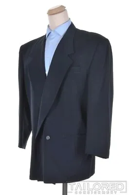 GIANNI VERSACE Vintage VTG 1980s Blue Wool Mens Blazer Sport Coat Jacket - 48 R • $185.25