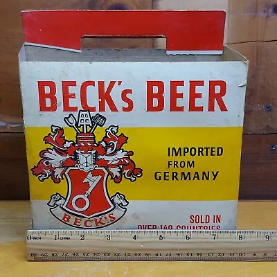 BECK'S BEER Imported Germany CARDBOARD 6 Pack Holder Vintage Bottle 12oz Carrier • $14.25