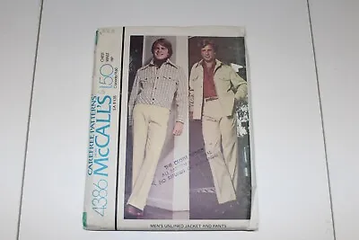 Vintage McCall's 4386 Men's Unlined Jacket And Pants Pattern Size 38 Cut 1970s • $4.99