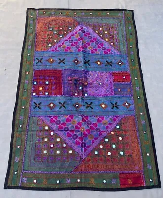 £0.99 • Buy  Handstitched Cotton Kantha Patchwork Quilt Bedspread Cotton Ralli 133x82 Cm